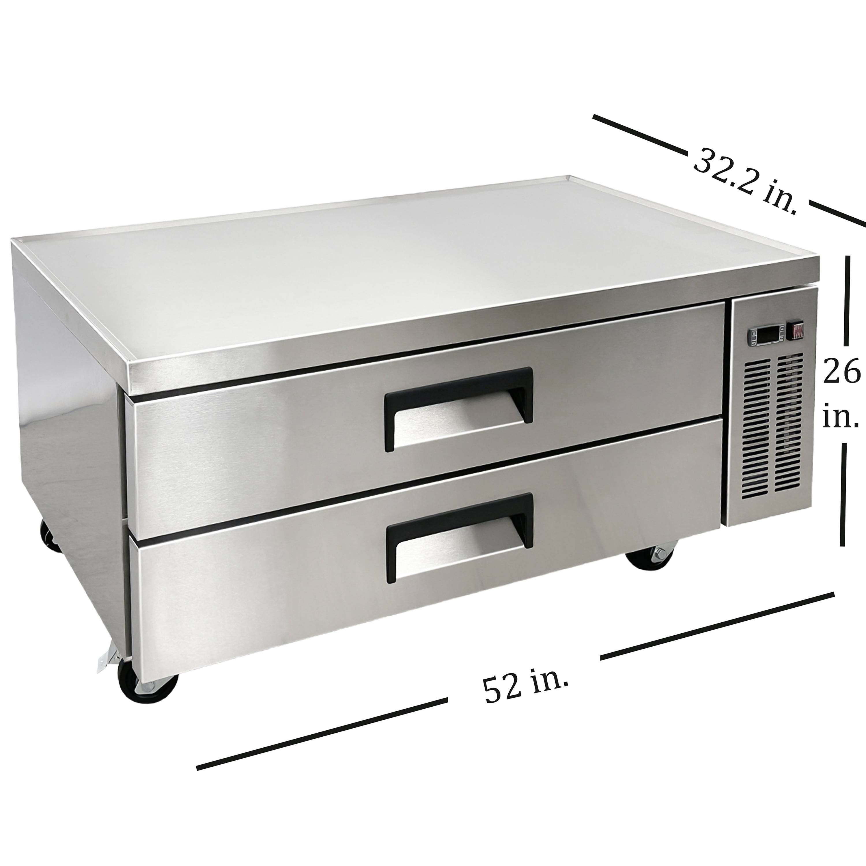 52 in. Commercial 2 Drawer Refrigerated Chef Base 34 Cu.Ft. Stainless Steel Refrigerator Chef Base, NSF Certified