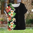 thumbnail image 5 of Xdegoge Cotton Linen Tunic Tops for Women Crewneck Short Sleeve Floral Print Shirts Asymmetrical High Low Hem Side Button Blouse Casual Summer Daily Flowy Loose Tees for Leggings, 5 of 5