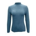 thumbnail image 3 of Juslio Womens Sweaters Pullovers Sweaters Solid Crew Neck Long Sleeve Knit Blue, 3 of 6