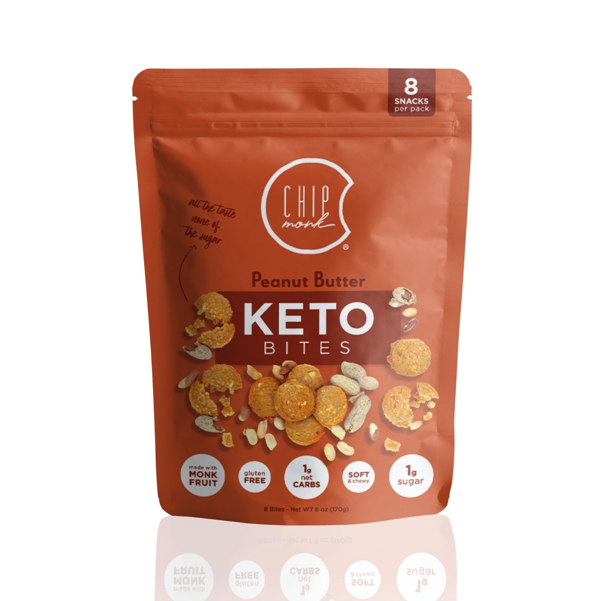 ChipMonk Baking Keto Cookie Bites, Peanut Butter, Ketogenic Diet Friendly, 1 Pouch 8 Bites