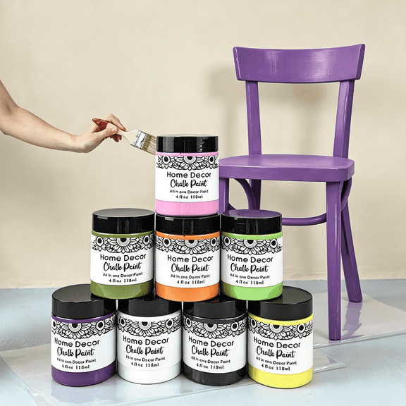 Ultra Matte Chalk Furniture Paint , 8 Colors Total 32Oz , Water-Based Acrylic Craft Paint Set for Shabby Chic Furniture Upcycling & Indoor DIY Home Decor