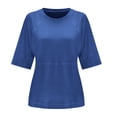 thumbnail image 3 of T Shirts For Women Trendy Dressy Casual Shirt Solid Round Neck Shirts Half Sleeve Elegant Blouse Tops, 3 of 5