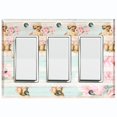 thumbnail image 1 of Metal Light Switch Plate Outlet Cover Romantic Valentine Floral Cupid Striped Blue AGL002, 1 of 13