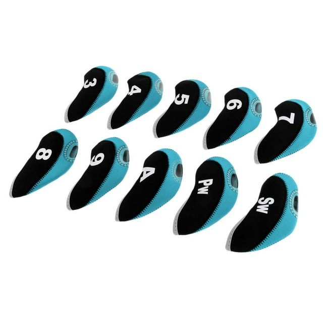 Lot de 10 Housses de Tête de Club de Golf en Néoprène Protection de Tête Bleu Clair