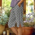 thumbnail image 2 of fheaev Capri Pant for Women Polka Dots Cotton Linen Loose Fit Side Slit Hem Button Detail Summer Casual Straight Leg with Pockets S-XL, 2 of 5