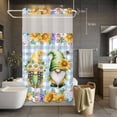 thumbnail image 5 of Sunflower Gnome No Hooks Shower Curtain with Snap-in Liner Vintage Yellow Bee Sunflower Purple Hydrangea White Daisy Blue Grain Shower Curtains for Bathroom, Waterproof, Washable 36"x78", 5 of 9