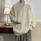 thumbnail image 2 of Suéter de cuello redondo de color sólido para hombre, camisa informal holgada, estilo coreano, suéter moderno para parejas, combina con todo, 2 of 5