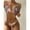 Brown, variant on Aloohaidyvio beach bikini for women,Womens Sexy High Waist Bikini Swimsuit Solid Color Backless Top Swimsuit Suit,Clearance Swimsuits for Women 2 Piece