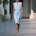 thumbnail image 2 of Women's Wear to Work Dresses Cap Sleeve Sheath Bodycon Midi Dress Ruched Business Hollow Out Office Pencil Dress, 2 of 5