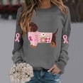 thumbnail image 2 of Jindong Women's Dog Ribbon Breast Cancer Awareness Print Sweatshirt, 2 of 5