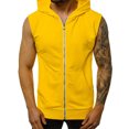 thumbnail image 1 of Innerwin Débardeurs à Capuche Sans Manches pour Hommes Été Fermeture Éclair Coupe Régulière Jaune G, 1 of 3