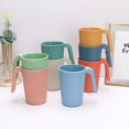 thumbnail image 1 of Taza de paja de trigo, taza para beber con patrón vertical simple, taza para beber para el hogar con asa, taza con cepillo para hacer gárgaras, 1 of 4