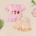 thumbnail image 2 of Xyant Toddler Baby Girl Golf Outfit Golf Embroidery Short Sleeve T-Shirt Plaid Shorts Set 2Pcs Infant Summer Clothes (Light Pink,2-3 Years), 2 of 3