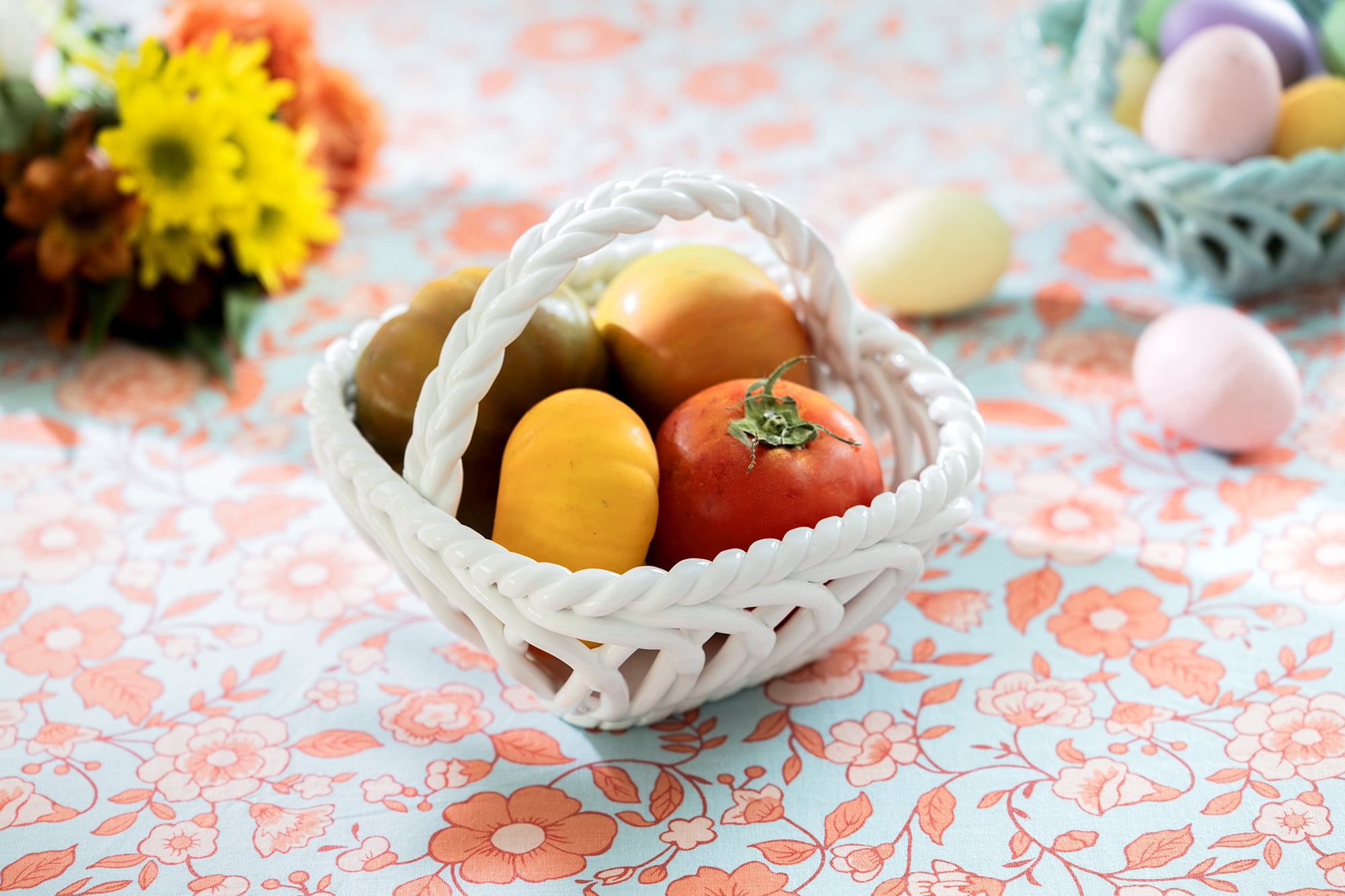 Potter's Studio 7.25" Hand Woven Easter Medium Basket - White Grace Teaware