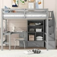 thumbnail image 2 of Bellemave Loft Bed with Desk and Stairs, Wood Full Size Loft Beds Frame with 4 Sotage Drawers and 4 Shelves, High Loft Beds for Bedroom (Gray), 2 of 9