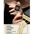 thumbnail image 2 of TOYOUTHS Bling Metal Band Compatible with Apple Watch Band 40/44/45/38/41/42/46/49mm Women, Dressy Sparkle Diamond Camellia Bracelet Luxury Strap for iWatch SE Series 10/9/8/7/6/5/4/3/2/1/Ultra, 2 of 6