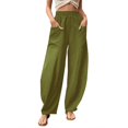 thumbnail image 2 of Tittly Palazzo Pants Wide Leg Pants Womens Solid Color Casual Pants Trousers Elastic Waist Pockets Wide Leg Trousers Wide Leg Sweatpants Women Pants for Women Trendy AG 3XL, 2 of 6
