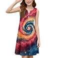 thumbnail image 5 of CCRFTGI 4th of July Dresses for Child Girls Size 8 Cute Tie Dye Mini Dress Patriotic Sleeveless V Neck Girls Clothes Summer Trendy Dress for Girls Blue 7-8 Years, 5 of 5