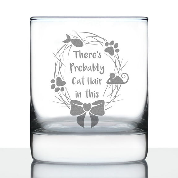 Bevvee Whiskey Rocks Glass 10.25 oz Cat Hair Cat Lover Gifts Glassware & Drinkware