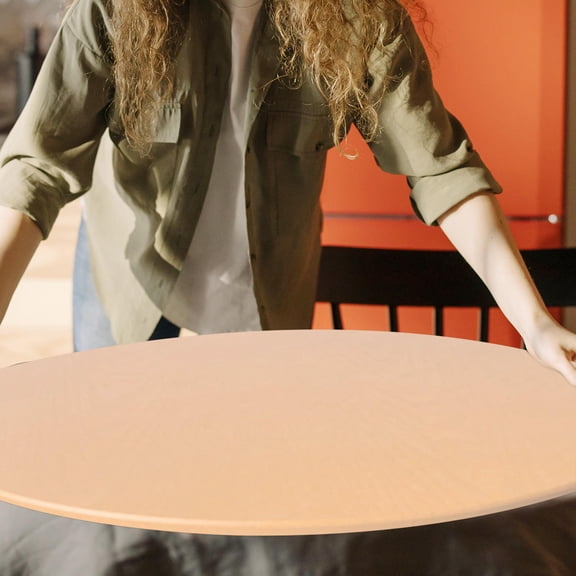 USHOBE Golden Stretch Tablecloth Elastic Fit Decorative Cover for Round Dining Table Home Party Wedding Events