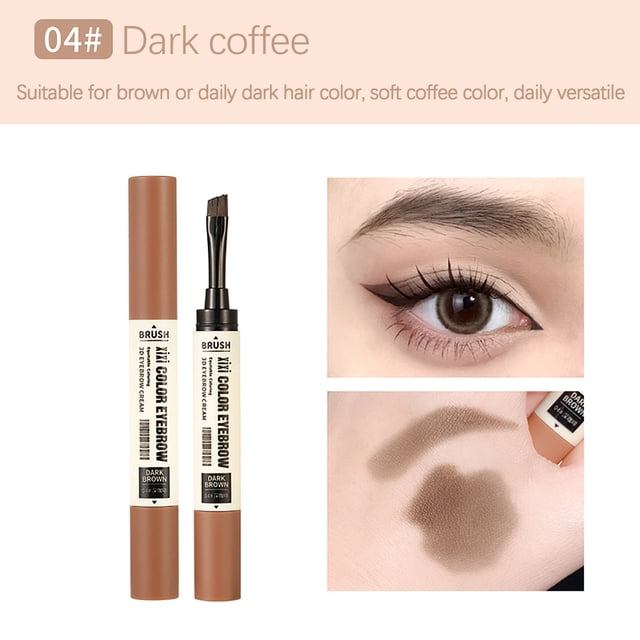 Fiudx Crema para Cejas, Diseño de Doble Cabezal Dos En Uno, Maquillaje Resistente Al Agua y Duradero, Cejas Finas Simuladas, Rutina de Belleza Diaria, para Amantes Del Maquillaje, Tamaño Compacto de