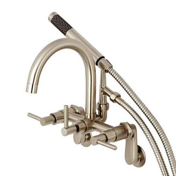 Aqua Vintage AE8158DL Wall Mount Tub Filler with Hand Shower, Brushed Nickel - 5.13 x 6.94 x 8.31 in.