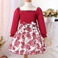 thumbnail image 2 of Bearichfupo Girls Long Sleeve Dresses Square Neck Smocked Ruffle Floral Patchwork Dress, Sizes 6-7 Years, 2 of 6