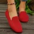 thumbnail image 5 of Xfvqtps Womens Square Toe Knit Flats Breathable Flying Woven Slip on Loafers Lightweight Comfortable Casual Shoes Red, 5 of 7