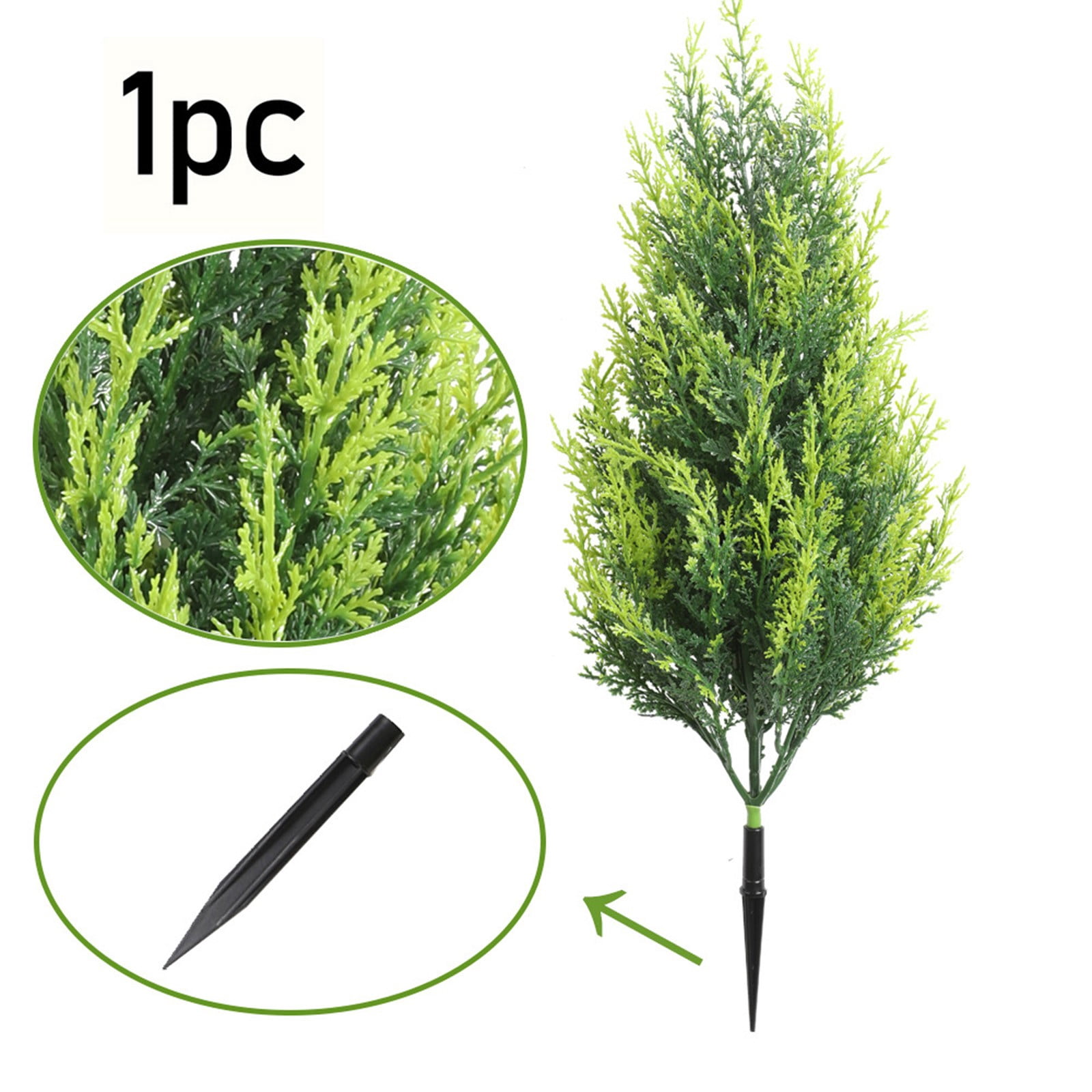 16" Artificial Cypress Topiary Tree with Ground Spike, Fake Shrubs UV Resistant Artificial Cedar Bushes, 1 Pack Faux Plants for Indoor Outdoor Front Porch Garden (Army Green)