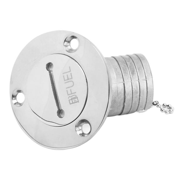 1.5 Inch (38mm) 316 Stainless Steel Boat Waste Deck Fill - Keyless Cap With Safety Chain