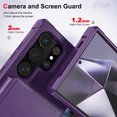 thumbnail image 2 of Feishell Back Wallet Case for Samsung Galaxy S24 Ultra, Premium PU Leather Flip Kickstand Cover with 3 Card Slots, Double Magnetic Clasp Shockproof Car Mount Phone Case for Galaxy S24 Ultra, Purple, 2 of 7