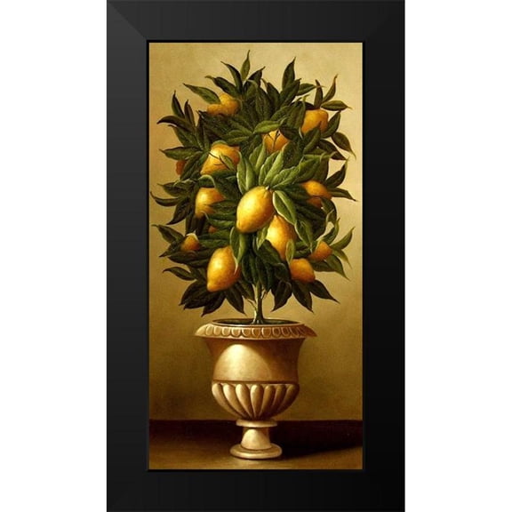 Welby 9x14 Black Modern Framed Museum Art Print Titled - Lemon Topiary in Marble Urn