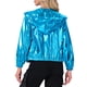 thumbnail image 3 of CHAQUETA METÁLICA BRILLANTE CON CAPUCHA Y CREMALLERA PARA MUJERES INSPIRADA EN CHIC, MANGA LARGA, TAMAÑO XS, AZUL LAGO, 3 of 5