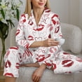 thumbnail image 6 of Vsdgher Red Lips Pajamas Set Long Sleeve Sleepwear Womens Button Down Nightwear Pj Sets-Small, 6 of 7