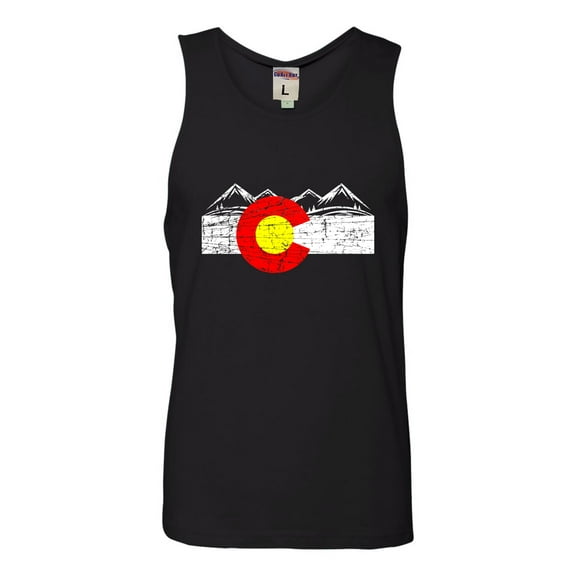 Adult Distressed Colorado Flag Rocky Mountains Sleeveless Tank Top Cotton T-Shirt