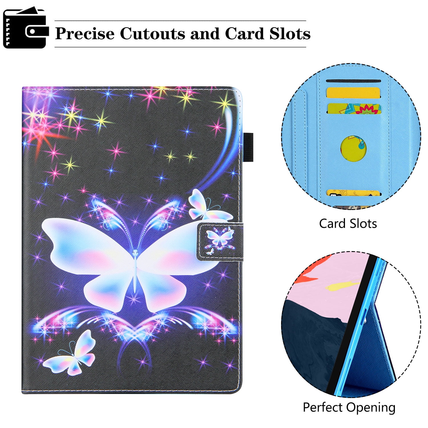 iPad Air 4th Gen Case 10.9", iPad Pro 11 Case 2021/2020/2018, Allytech PU Leather Slim Auto Sleep Wake Shockproof Kickstand Pencil Holder Case Cover for Apple iPad Air 4, iPad Pro 11,Butterfly