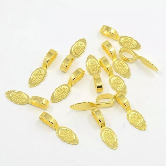 U8MO 10 Gold Jewelry Bails Glue On Pendant Hangers Jewelry Supplies 26mm Flat Pad