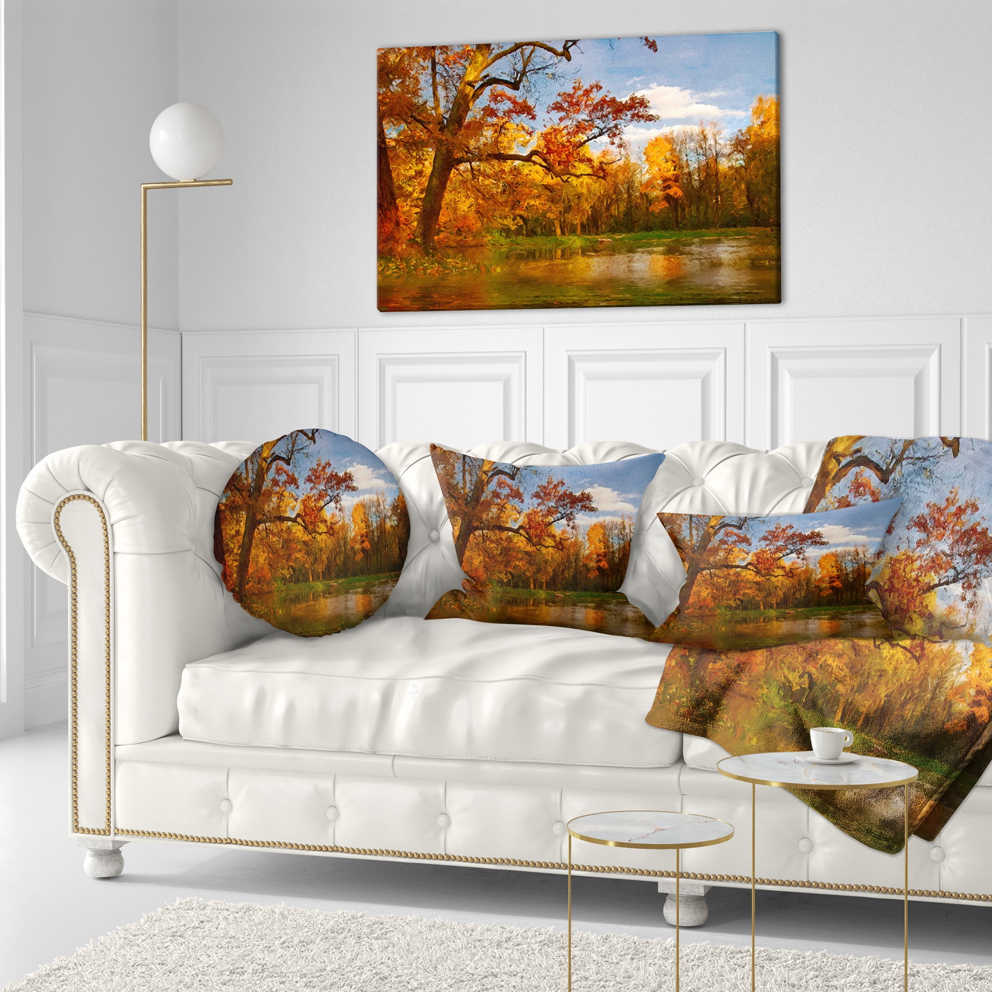 Designart Quiet and Silent Autumn - Landscape Printed Throw Pillow - 12x20