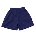 thumbnail image 4 of Girls Casual Shorts Elastic Waist Basic Lightweight Shorts Relaxed Fit Breathable Beach Summer Clothing Dark Blue 13-14 Years, 4 of 7