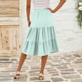 thumbnail image 4 of WTOBBY Women's Casual High Waist Drawstring A-line Solid Color Skirt with Pockets, Flowy Maxi Design for Everyday Wear, Bohemian Style Elastic Waist Skirt,Mint Green M, 4 of 5