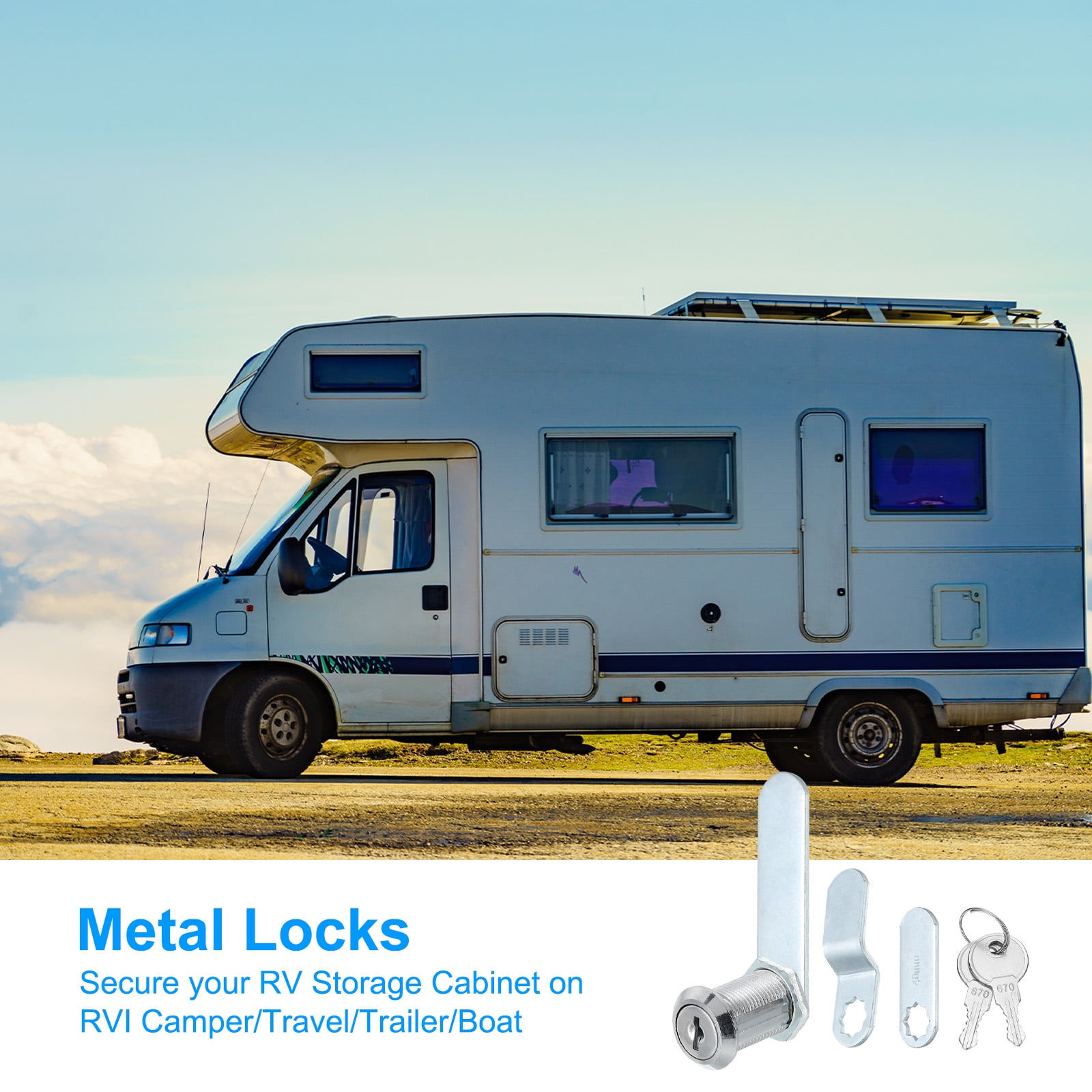 3/4 inch Cabinet Locks with Keys, Zinc Alloy Cam Lock Cylinder RV Lock Set Key Different, Silver 6 Pack
