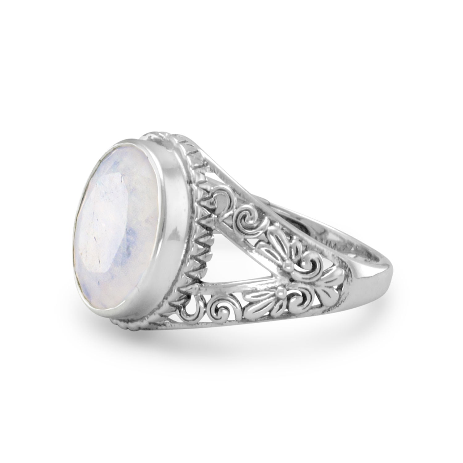 Faceted Rainbow Moonstone Ring Gypsy Ring Boho Ring Blue Flash Ring Post Ring Birthstone Ring Handmade Ring Delicate Ring Wedding Ring Vintage Ring Handcrafted Ring 