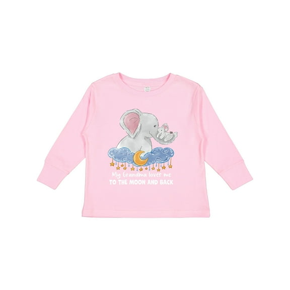 Inktastic My Grandma Loves Me to the Moon and Back Elephant Family Boys or Girls Long Sleeve Toddler T-Shirt