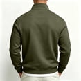 thumbnail image 4 of FENGYOU Mens Casual Quarter Zip Sweatshirt Fleece Lined Thick Pullover Stand Collar Long Sleeve Regular Fit Solid Top Army Green L, 4 of 6