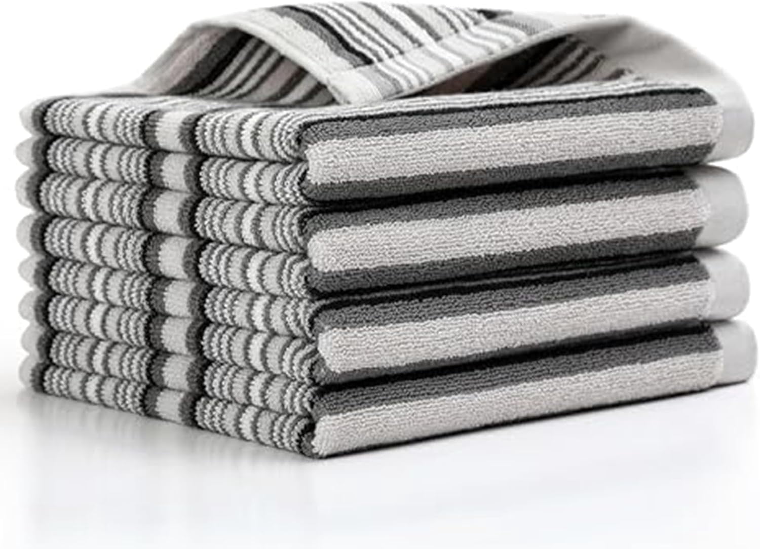KitchenKey Premium Cotton Kitchen Dish Towels for Drying Dishes,Large Long Kitchen Hand Towels, Thick Highly Absorbent Dish Clothes Tea Towel Sets with Hanging Loop, 16" X 26",4 Pcs,Gray and Wine Red