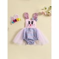 thumbnail image 2 of Bagilaanoe Newborn Baby Girl Easter Rompers Dress Rabbit Stripe Print Sleeveless Sleeve A-Line Bodysuit + Headband 3M 6M 12M 18M 24M Infant One Piece Jumpsuit, 2 of 9