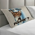 thumbnail image 2 of Ambesonne Cat Quilted Pillowcover, Are You Poopin' Curious Kitty, 36" x 20", Blue Coconut Chocolate, 2 of 2