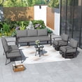 thumbnail image 4 of ALAULM Aluminum Patio Furniture Set with 2 Swivel Chairs 7-seat Metal Outdoor Furniture Patio Sectional Sofas Patio Conversation Set w/5.1" Cushions for Patio, Backyard, Poolside-Grey, 4 of 8