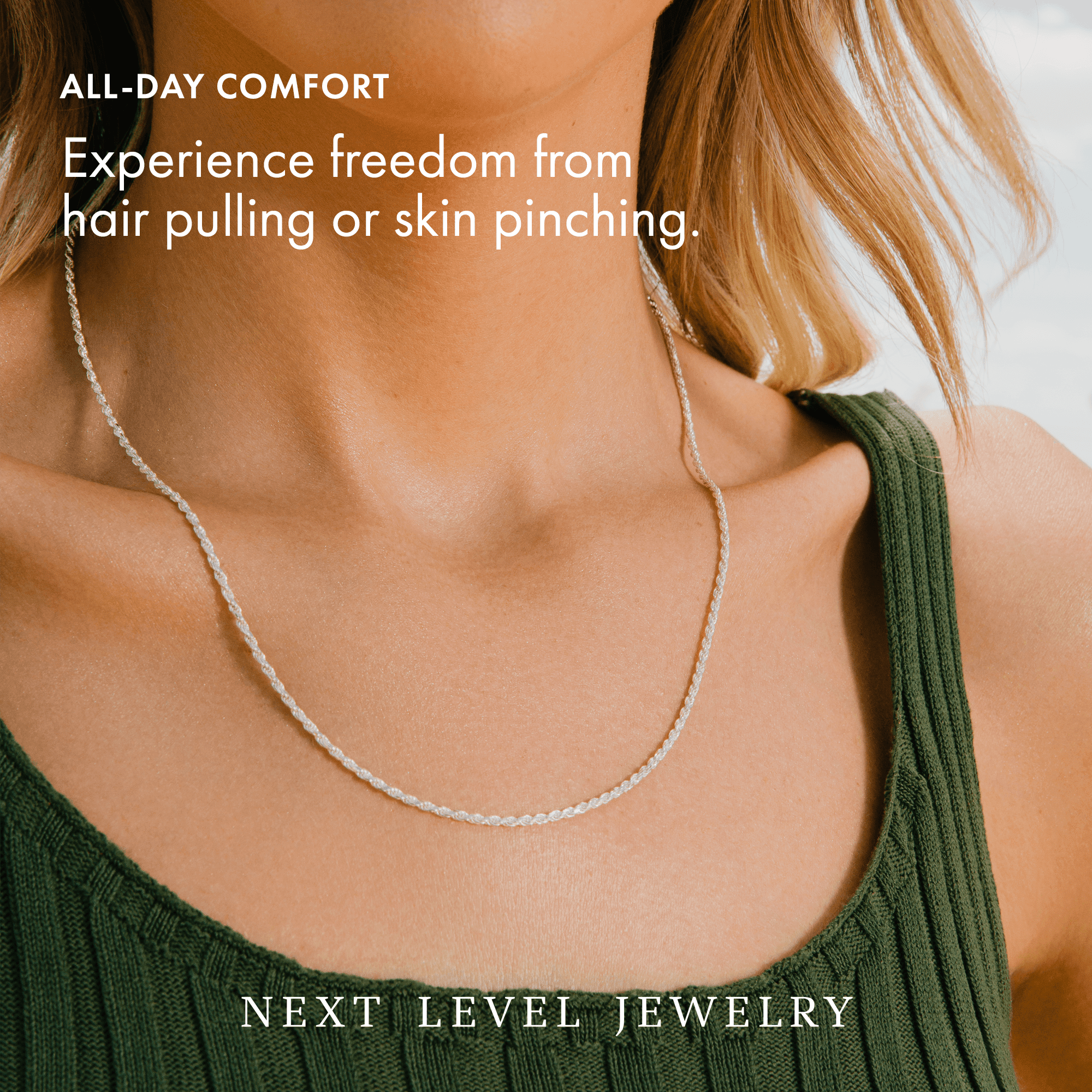 925 Sterling Silver 2MM Rope Diamond-Cut Chain Necklaces, Solid 925 Italy, Next Level Jewelry