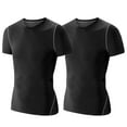 thumbnail image 2 of LNFINTDO 1 or 2 Pack Youth Boys Compression Shirt Athletic Short Sleeve Baseball Undershirt Soccer Sports Base Layer Top, 2 of 5